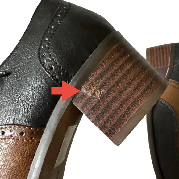 Jeffrey Campbell Vintage Williams Black/Brown Wingtip Oxford Heels Size 8.5 - Picture 7 of 11